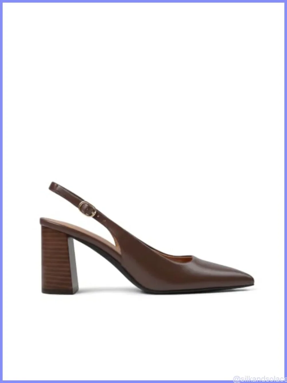 Faux Leather Chunky Heel Slingback Pumps Pointed Toe Block Heels